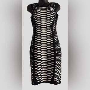 Thalia Sodi Black and White Patterned Mini Dress, size S.